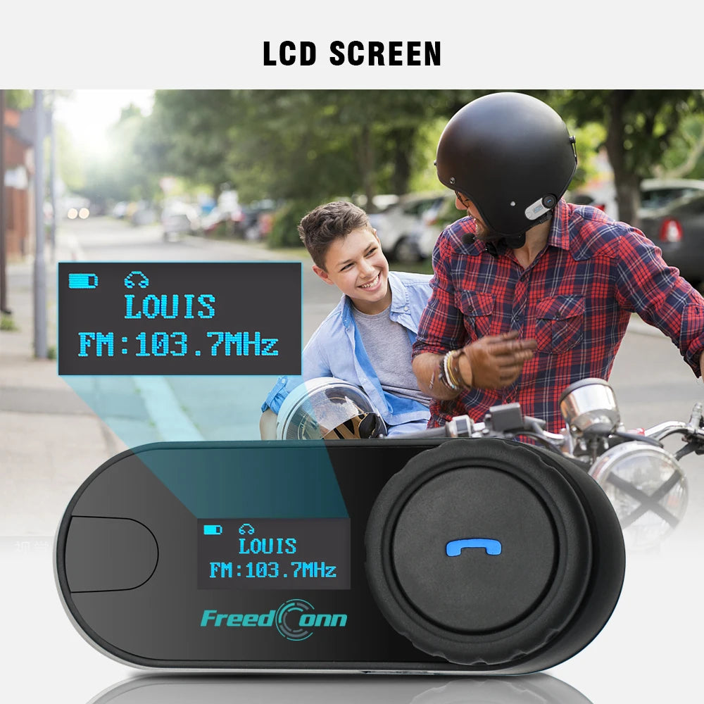 Auriculares de intercomunicación Bluetooth FreedConn para motocicleta, auriculares inalámbricos para casco de motocicleta, intercomunicador con pantalla LCD y FM