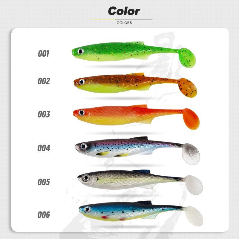 D1 – lot d'appâts souples en Silicone pour la pêche, pack de leurres pour attraper des poissons tels que les bars, les brochets et les perches, matériel pour pêcher, 75mm/100mm, 5 pièces par lot, 2020