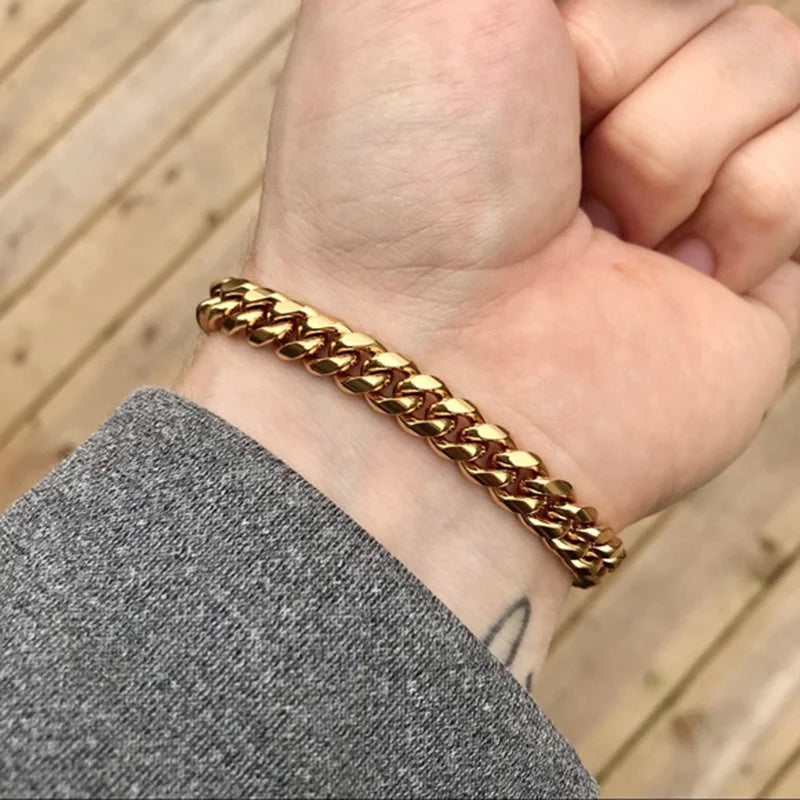 Bracelet gourmette en acier inoxydable 3-11mm — chaîne à maillons cubains, unisexe, bijoux cadeau