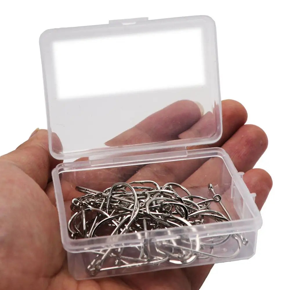 High carbon steel barbed fishing hooks, single circle hook set, sea worm, carp, fly fishing accessories, fish hook, 50 pieces per box