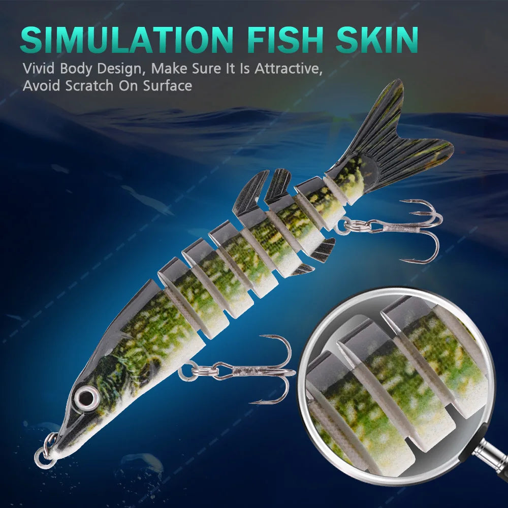 Leurre coulant rigide GOBASS composé de 8 sections articulées, appât artificiel wobbler idéal pour la pêche au brochet, 100/125mm