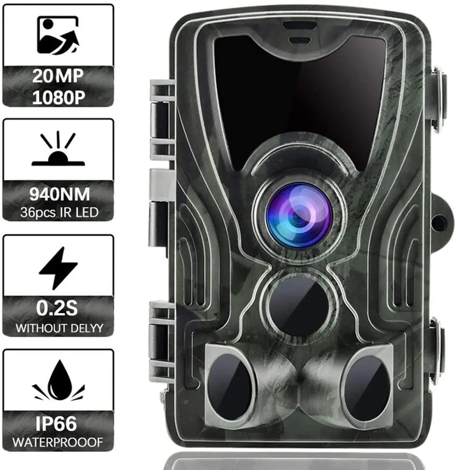 Caméra de chasse HC801A 20MP 1080P, surveillance de la faune, étanche IP65, capteur PIR, caméra de suivi pour la sécurité extérieure