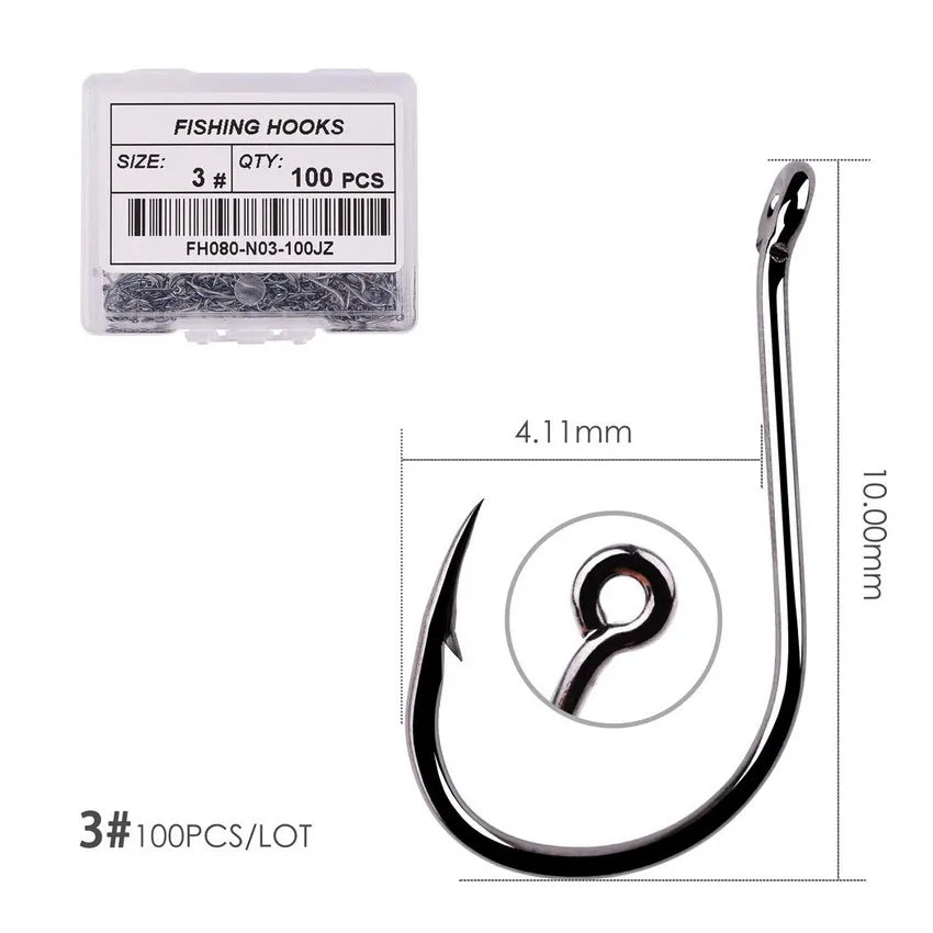 Hameçons de pêche en acier à haute teneur en carbone — 100/40 pièces, taille 2-22, carpe, poisson-chat, crochets