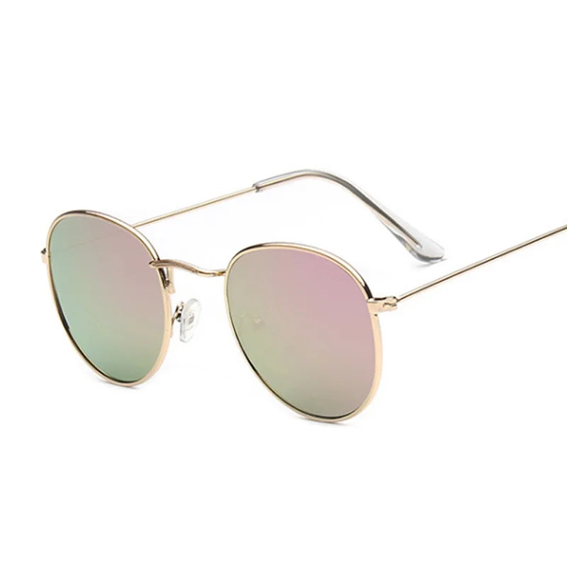 Lunettes de soleil rondes petites en métal pour femme — vintage, voyage, classique, mode, rétro