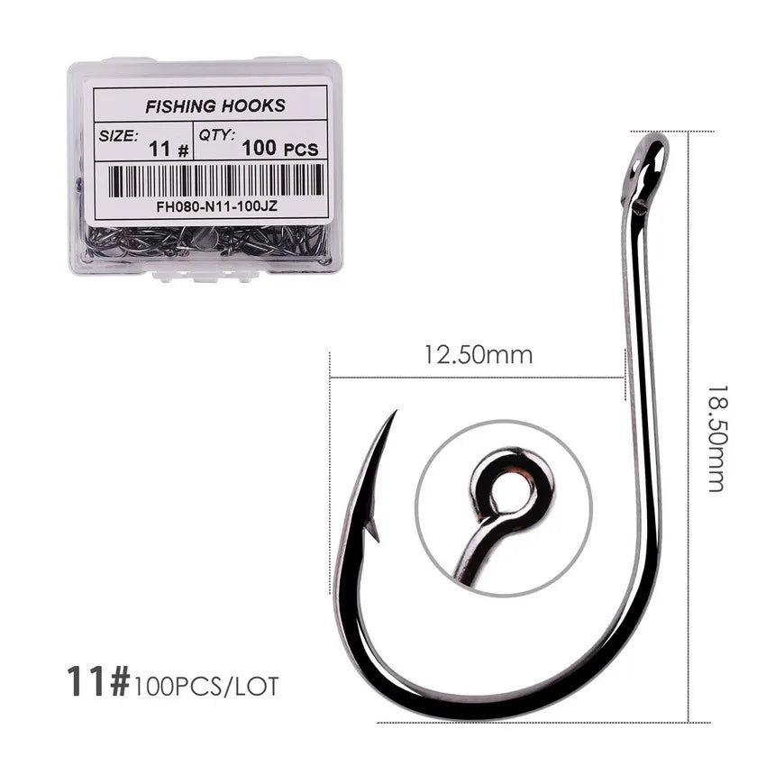Hameçons de pêche en acier à haute teneur en carbone — 100/40 pièces, taille 2-22, carpe, poisson-chat, crochets