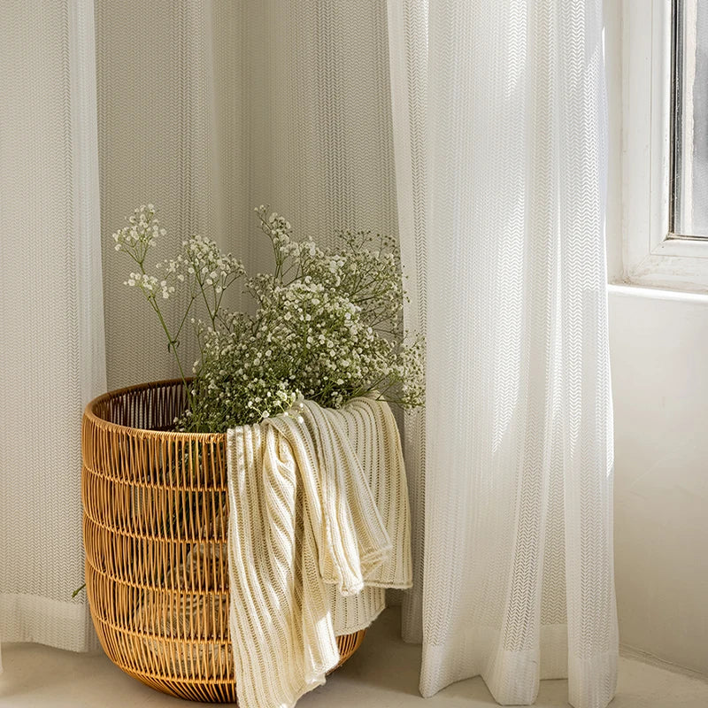 Cortinas de tul blanco transparente para ventana, visillos de estilo moderno para salón, dormitorio, cocina, hechas a medida