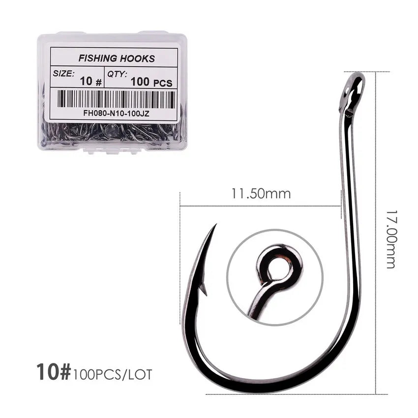 Hameçons de pêche en acier à haute teneur en carbone — 100/40 pièces, taille 2-22, carpe, poisson-chat, crochets