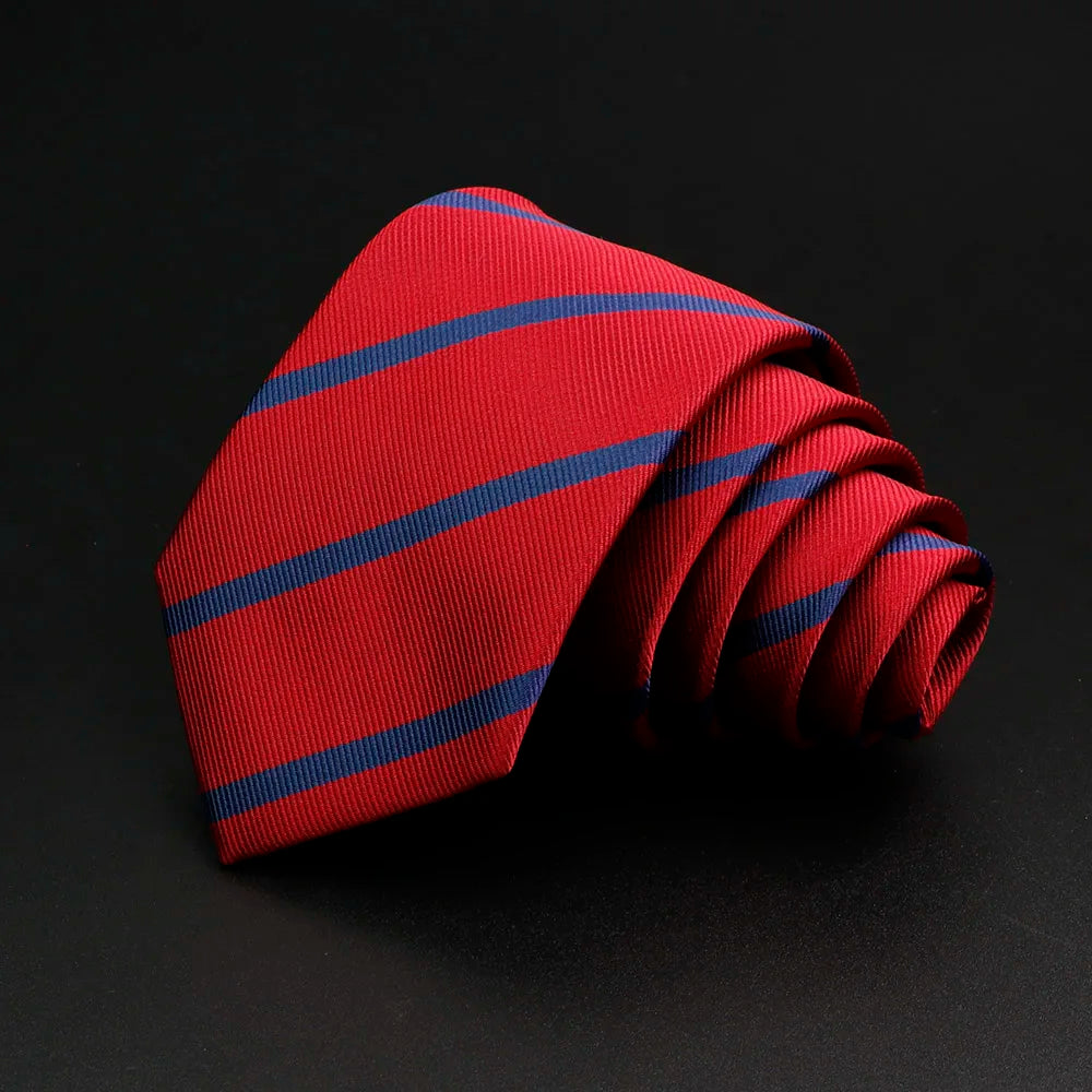 Nouvelle cravate pour hommes classique rayure 7 cm Jacquard rouge bleu vert cravate usage quotidien cravate robe de soirée de mariage accessoires cadeau pour homme