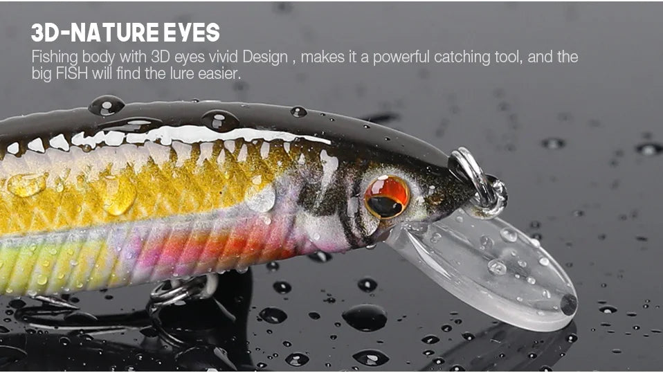VTAVTA 5 pièces 5 cm 7 cm 9 cm Kit de leurre de pêche bionique appâts méné ensemble flottant manivelle Wobblers pour brochet attirail Kit d'appâts artificiels