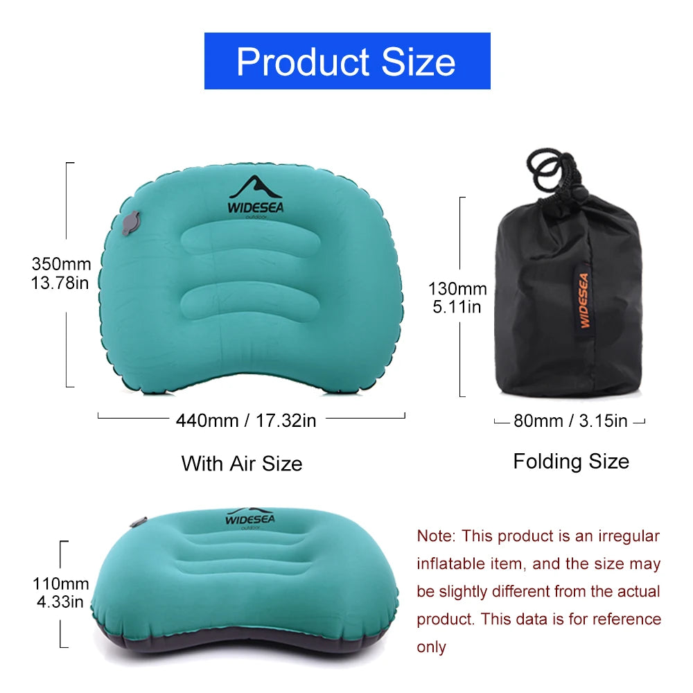 Widesea – oreiller gonflable Portable, équipement de Camping, coussin d'air pliable et compressible, protection extérieure, équipement de couchage pour le tourisme
