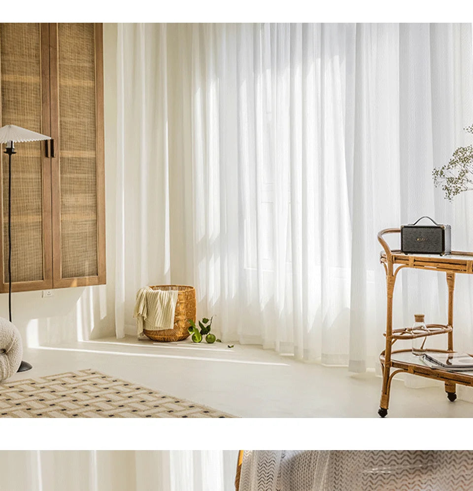 Cortinas de tul blanco transparente para ventana, visillos de estilo moderno para salón, dormitorio, cocina, hechas a medida