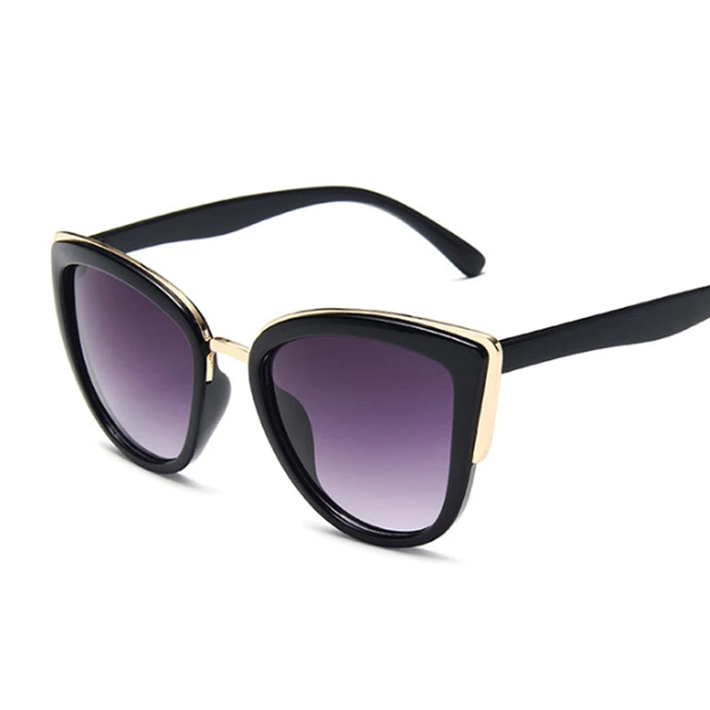 Gafas de sol de ojo de gato para mujer, espejo clásico, vintage, montura de ojo de gato, níquel, exterior