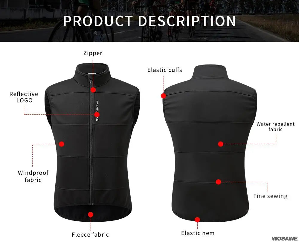Gilet de cyclisme hiver thermique polaire sans manches — chaud, automne, vélo