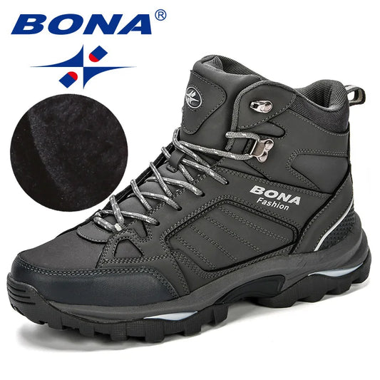 Bottes Homme Cuir Fourrées Anti-Dérapant — Chaussures Hiver Confortables