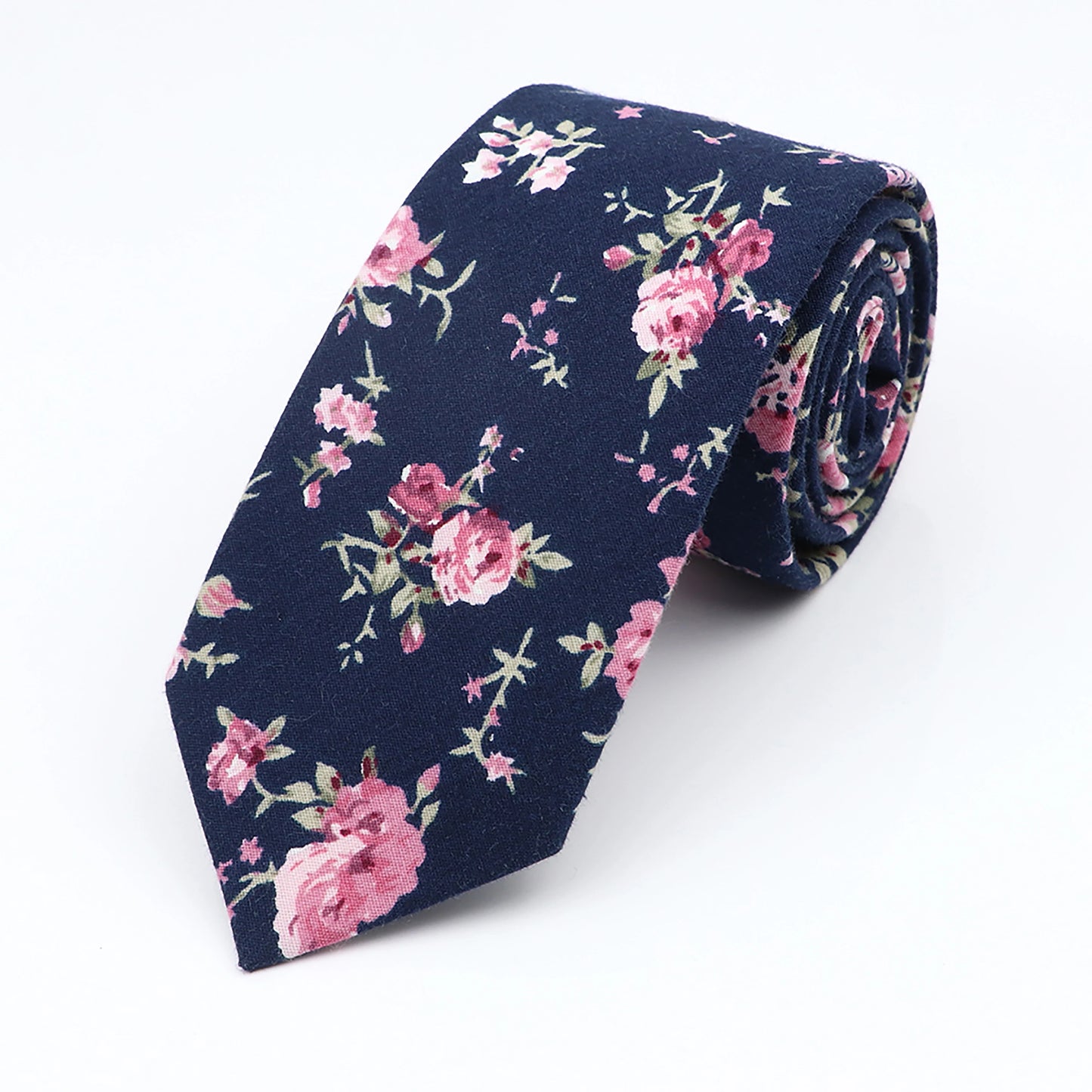 Cravate florale élégante pour hommes et femmes — 100% coton, fleur Paisley, étroite, mariage, décontracté