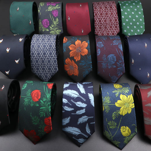 Novedad corbata de hombre floral pluma alce patrón geométrico rojo azul corbatas ocio negocios uso diario corbata regalo de fiesta de boda