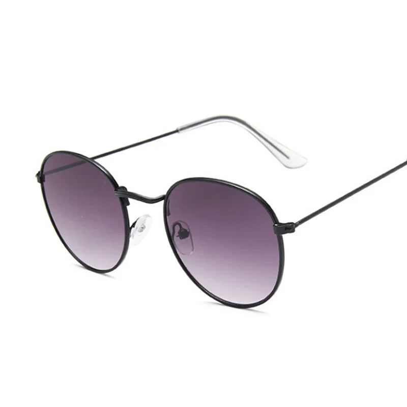 Lunettes de soleil rondes petites en métal pour femme — vintage, voyage, classique, mode, rétro