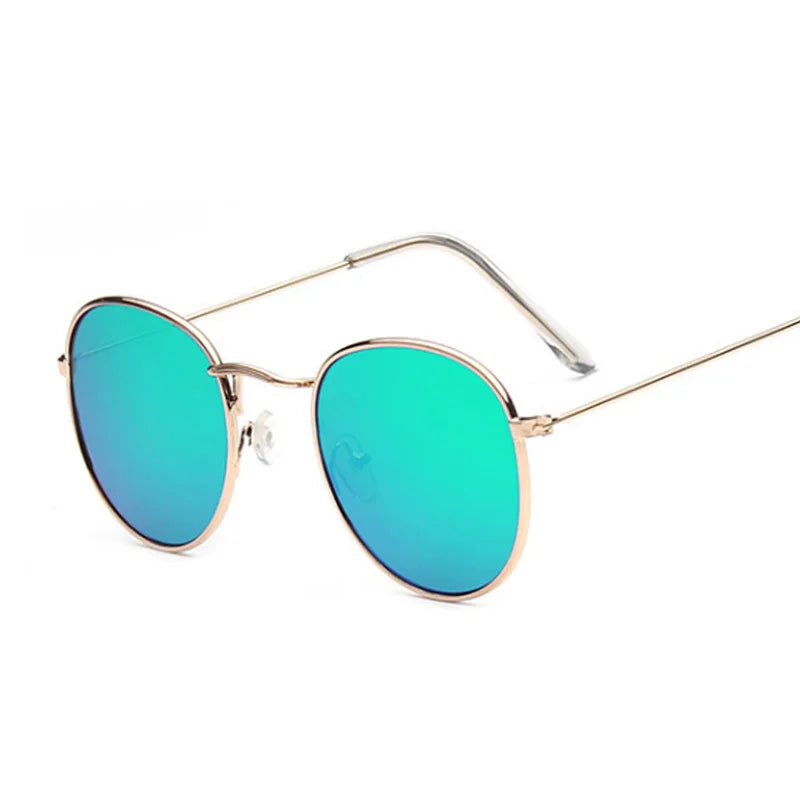Lunettes de soleil rondes petites en métal pour femme — vintage, voyage, classique, mode, rétro