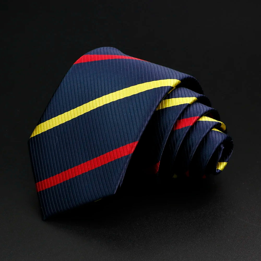 Nouvelle cravate pour hommes classique rayure 7 cm Jacquard rouge bleu vert cravate usage quotidien cravate robe de soirée de mariage accessoires cadeau pour homme