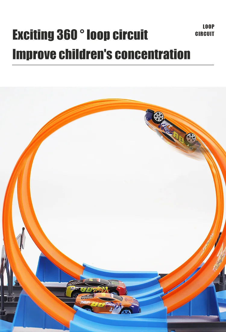 Cascadeur vitesse Double voiture roues modèle jouets pour enfants piste de course bricolage assemblé Rail Kits éducatif interactif garçon enfants jouet