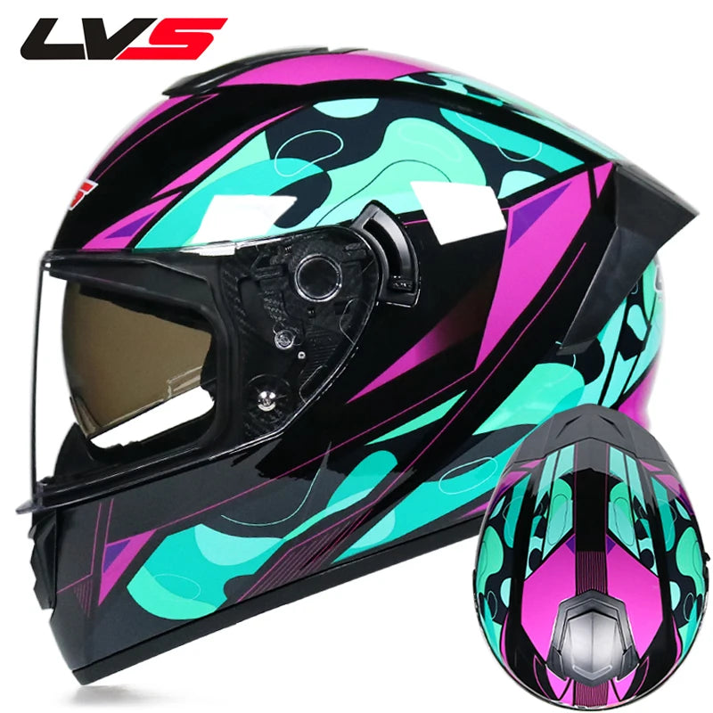 Casques moto pour hommes et femmes — double lentille, locomotive