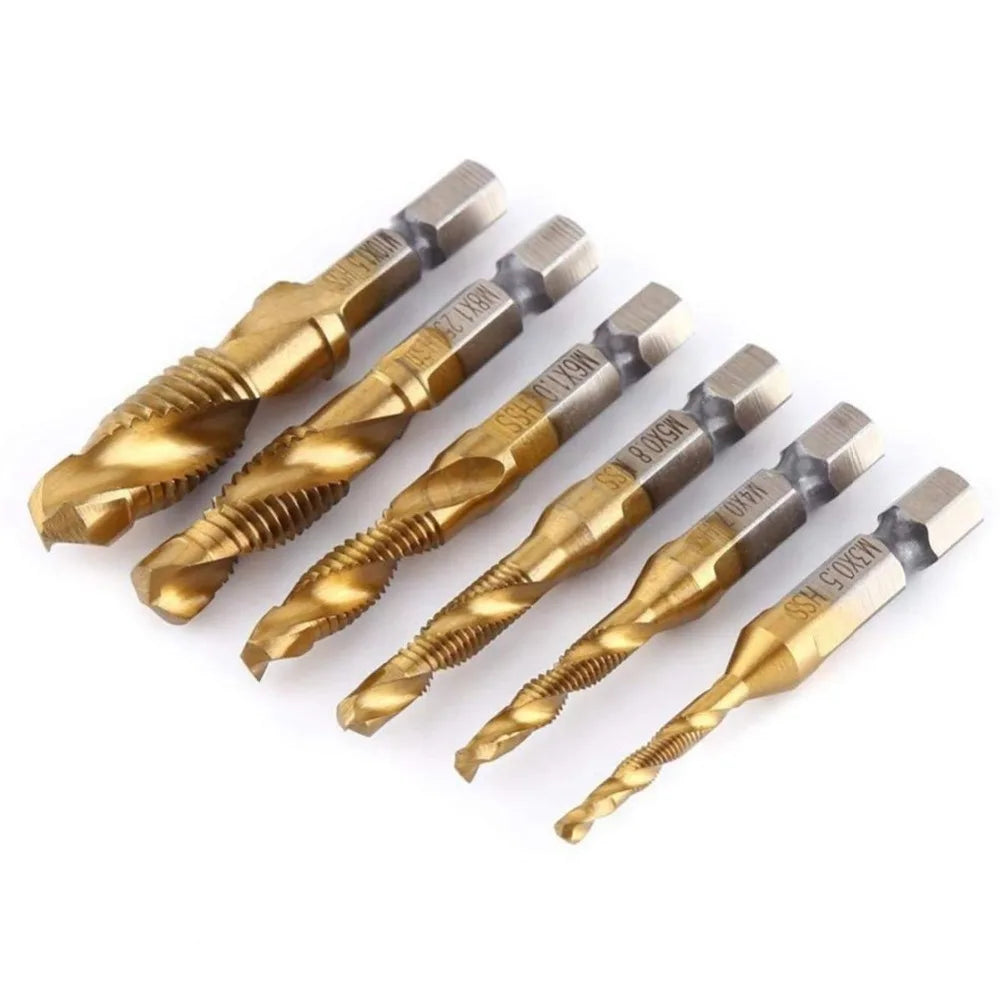 Brocas MeaccelerTap de titanio, vástago hexagonal, rosca de tornillo HSS, máquina de tornillos, macho de roscar compuesto, M3, M5, M6, M8, M10, herramientas manuales