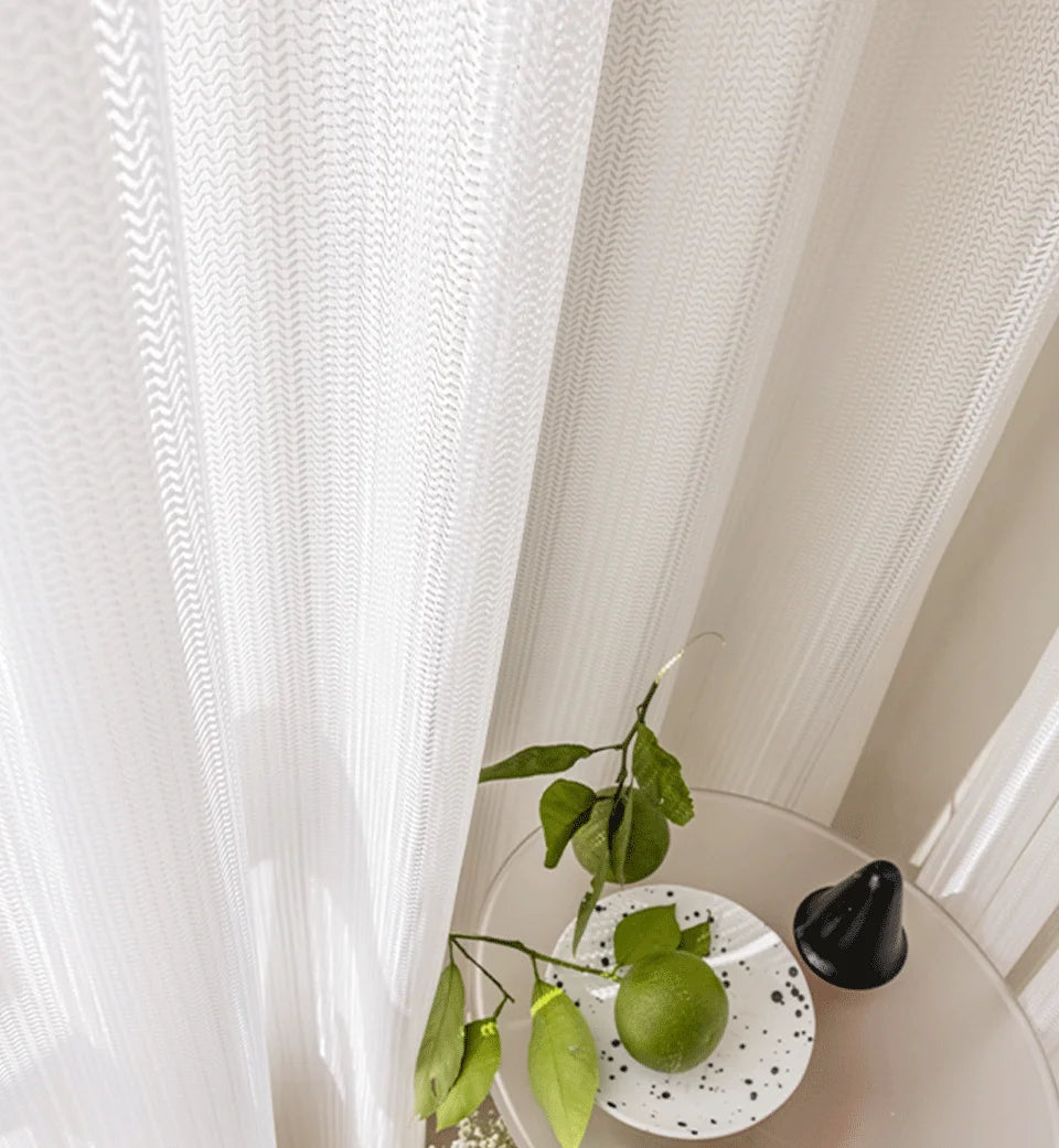 Cortinas de tul blanco transparente para ventana, visillos de estilo moderno para salón, dormitorio, cocina, hechas a medida