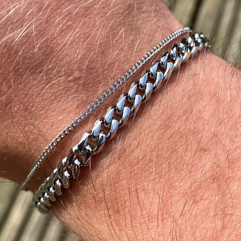 Bracelet gourmette en acier inoxydable 3-11mm — chaîne à maillons cubains, unisexe, bijoux cadeau