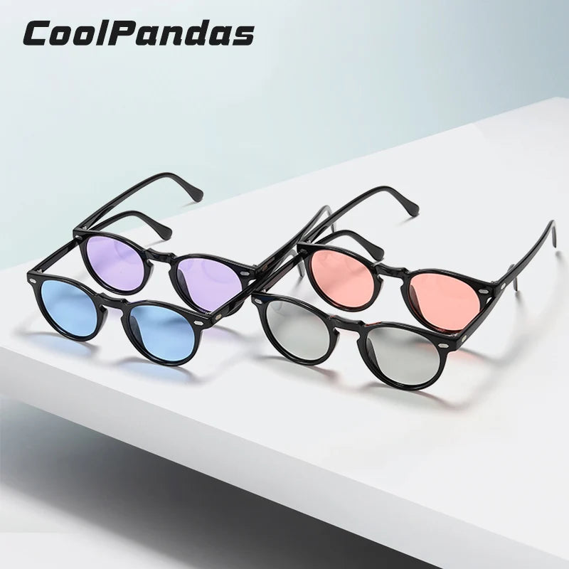 Cooldarer - Unisex Photochromic Sunglasses, Polarized Lenses, for Driving, Small Round TR90 Frame, Anti-Glare, for Men and Women