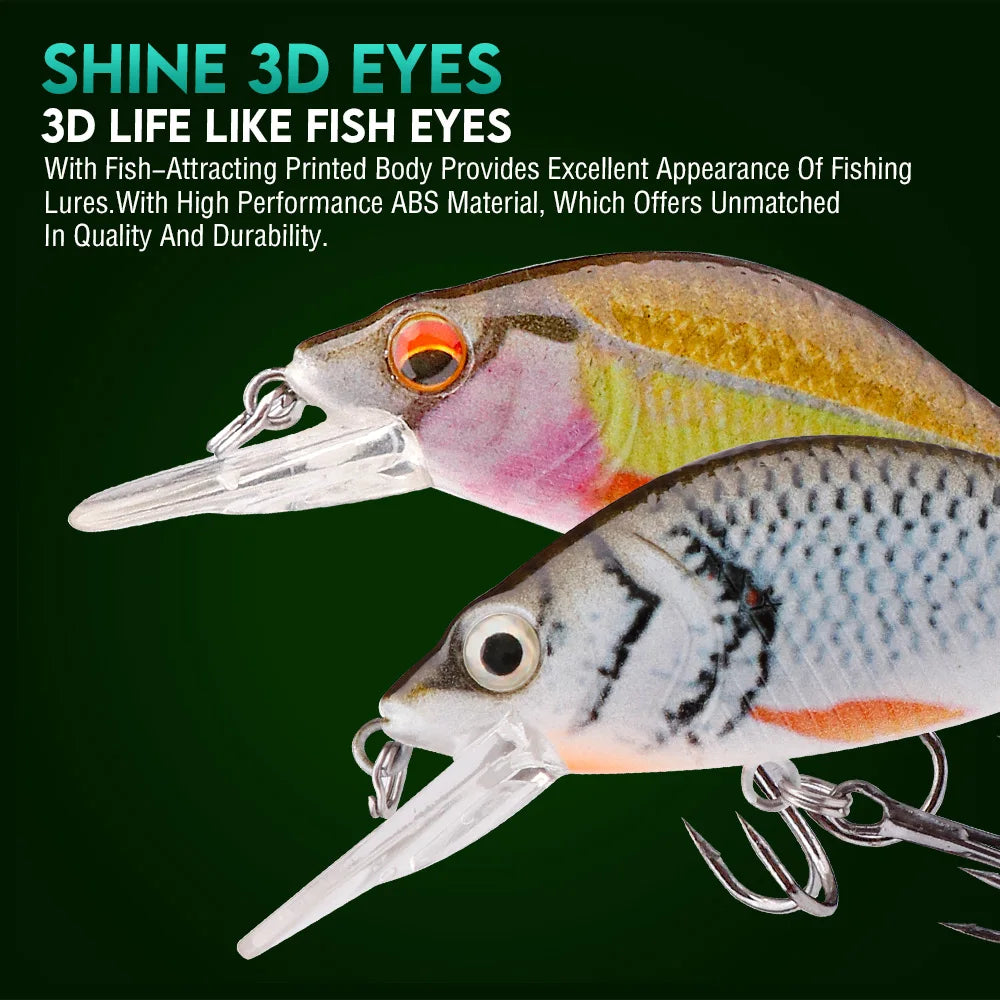 GOBASS 50/70/90mm manivelle leurre de pêche vairon noir filature leurres pour la pêche flottant Wobbler pour brochet japon appât artificiel