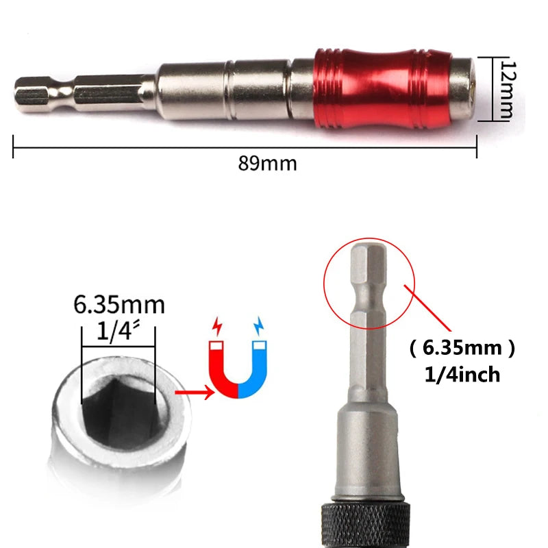 Embouts de tournevis à anneau magnétique hexagonal, outils à main, rallonge de foret, nouveau support à changement rapide, guide d'entraînement, pointe de perceuse à vis, 1/4"