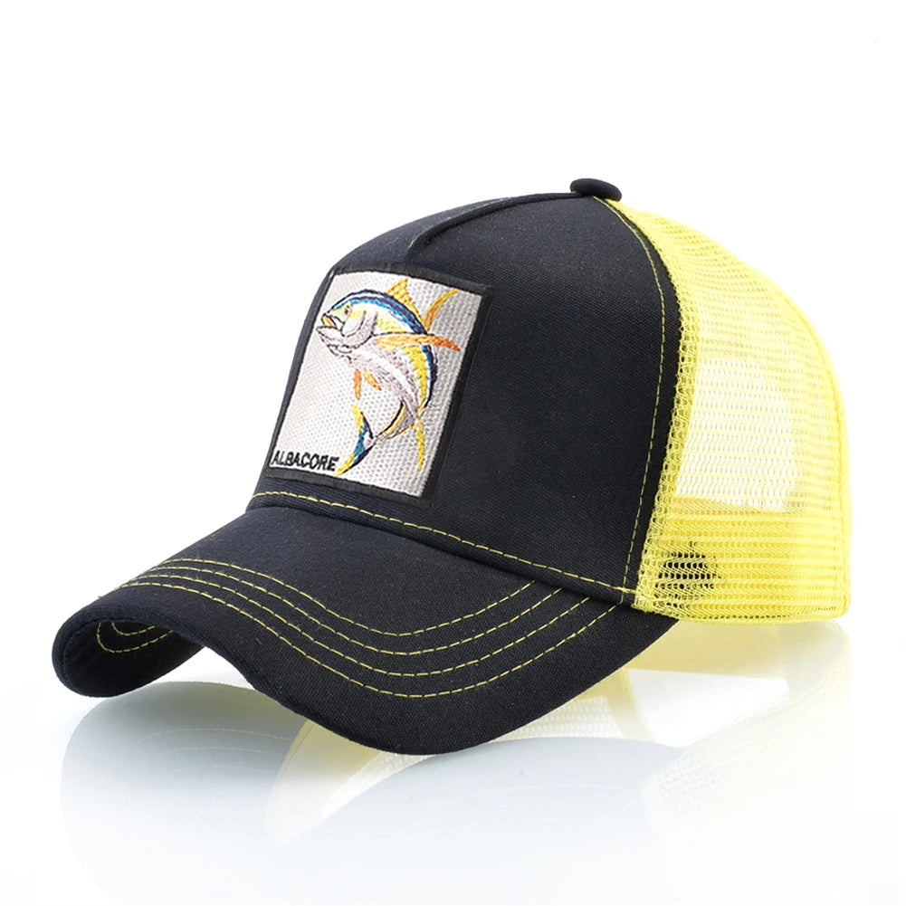 Women's Breathable Mesh Baseball Cap Albacore Patch Hip Hop Trucker Snapback Bone Cap