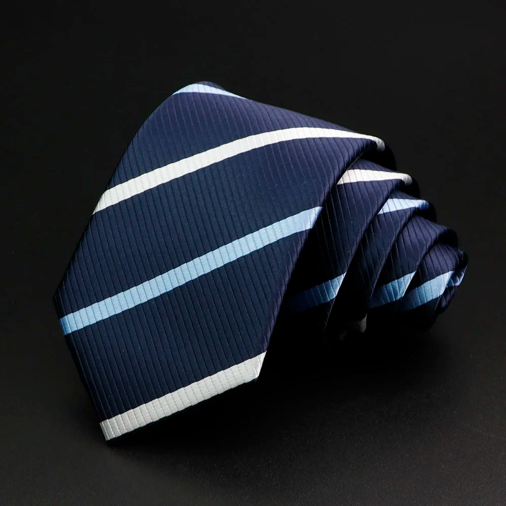 Nouvelle cravate pour hommes classique rayure 7 cm Jacquard rouge bleu vert cravate usage quotidien cravate robe de soirée de mariage accessoires cadeau pour homme