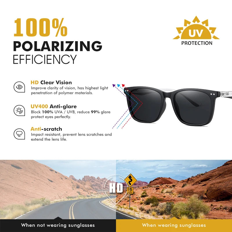 New Trend Square Sunglasses Polarized Sunglasses Men Women Retro Brown Ocean Blue Lens Anti-Glare UV400 Women's Sunglasses