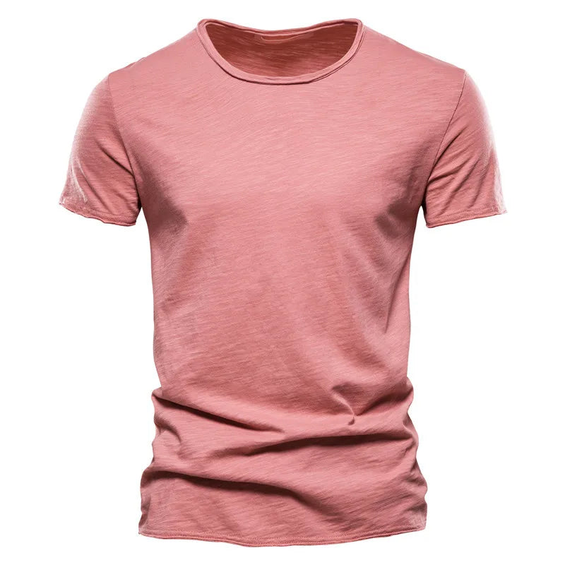 100% coton hommes T-shirt décontracté doux Fitness été mince T-shirts hommes vêtements de maison col rond à manches courtes solide T-shirt pour hommes