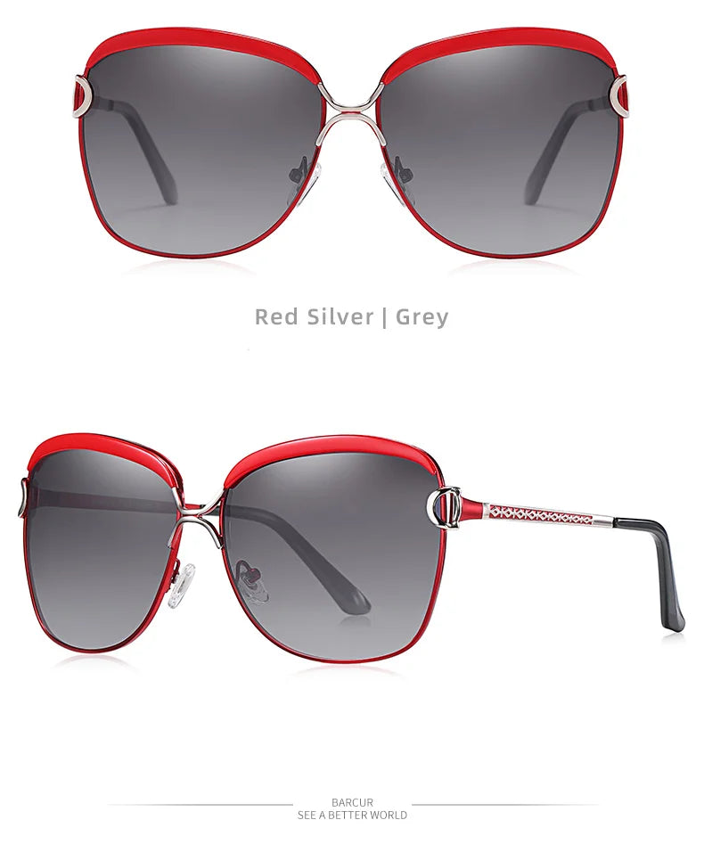 Lunettes de soleil polarisées femme — dégradé, lentille ronde, carré, luxe
