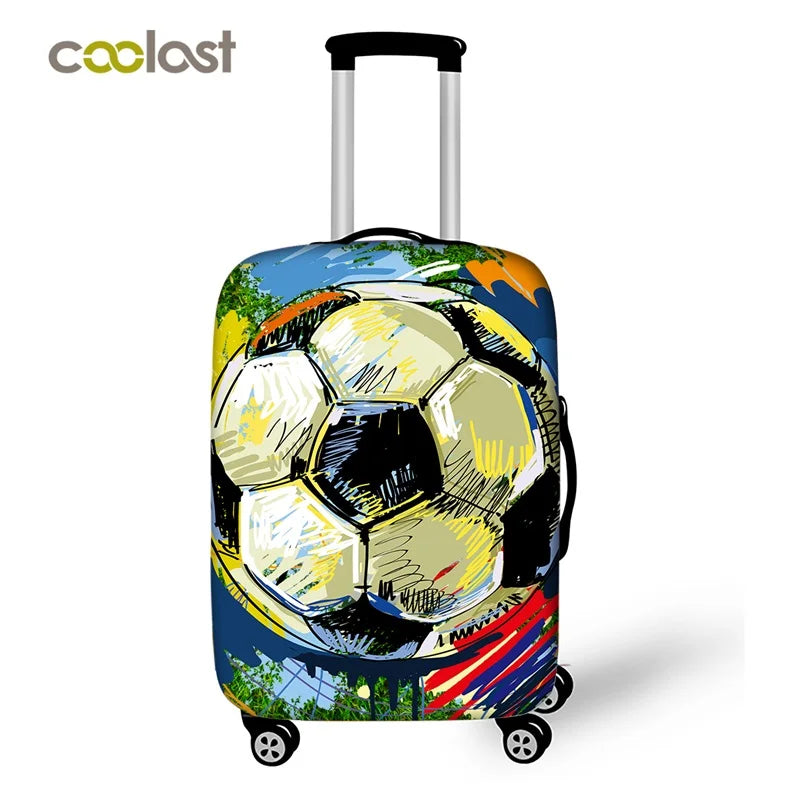 Footprint ball print luggage cover, fire trolley luggage protector for men and boys, travel accessories, elastic luggage cover