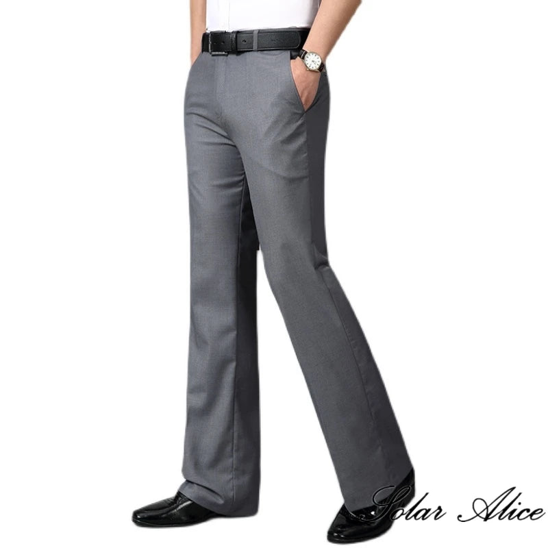 Men's casual mid-rise micro-flare pants, business bootcut, bell-bottom, astronomical FJJ, 4 seasons, new, 2024