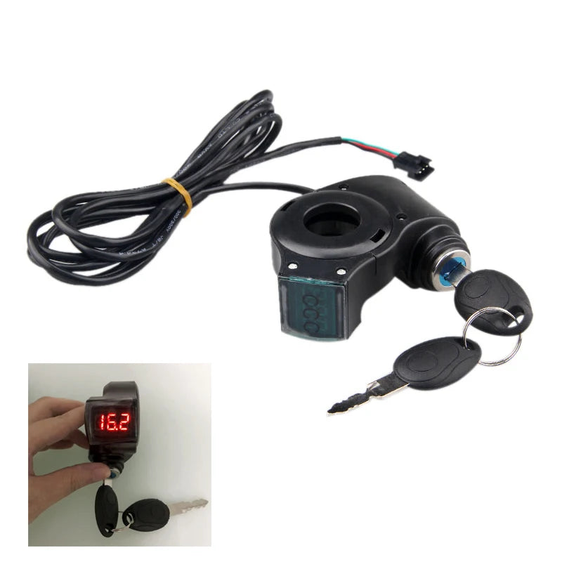 Electric Bike Thumb Throttle Voltmeter, Battery Voltage Digital Switch, Power Key Lock, E-bike Accessories
