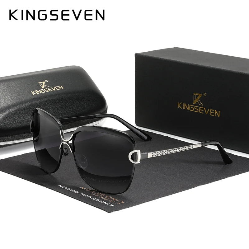KINGSEVEN Polarized Sunglasses for Women Gradient Lens Round Square Sunglasses Luxury Brand Oculos Lunette De Soleil Femme