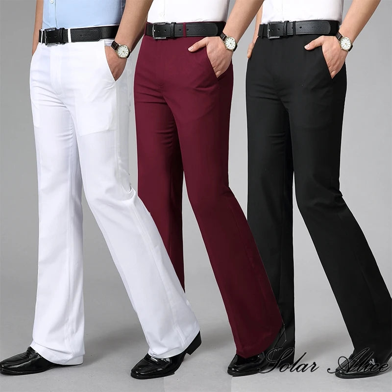 Men's casual mid-rise micro-flare pants, business bootcut, bell-bottom, astronomical FJJ, 4 seasons, new, 2024