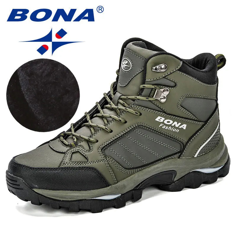 Bottes Homme Cuir Fourrées Anti-Dérapant — Chaussures Hiver Confortables
