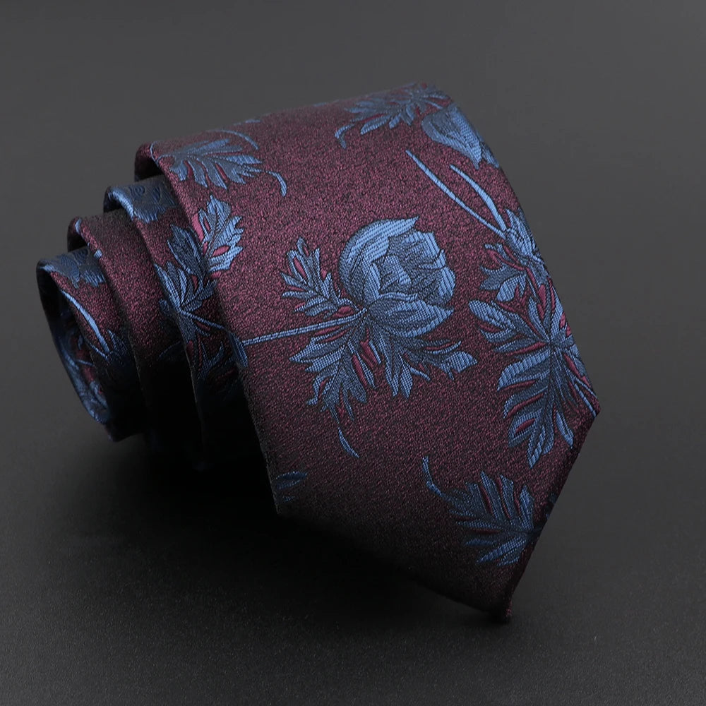 Nouveauté hommes cravate florale plume wapiti motif géométrique rouge bleu cravates loisirs affaires usage quotidien cravate cadeau de fête de mariage