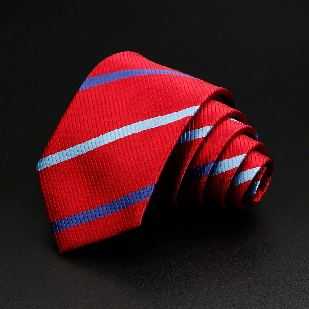 Nouvelle cravate pour hommes classique rayure 7 cm Jacquard rouge bleu vert cravate usage quotidien cravate robe de soirée de mariage accessoires cadeau pour homme