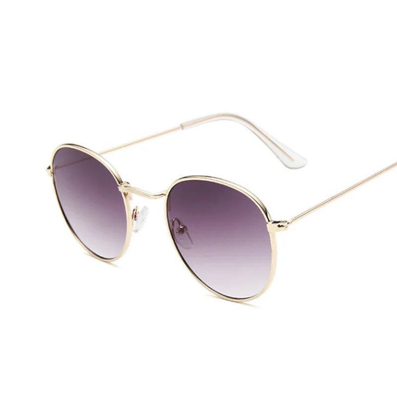 Lunettes de soleil rondes petites en métal pour femme — vintage, voyage, classique, mode, rétro