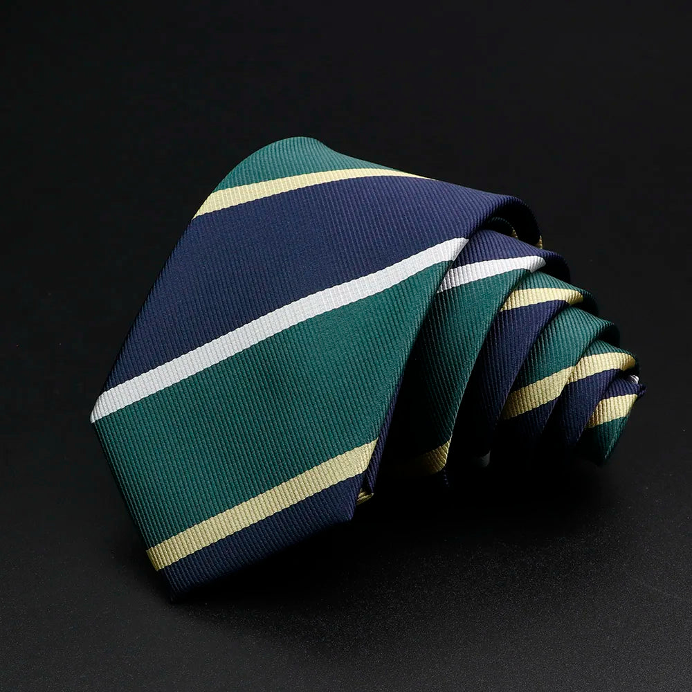 Nouvelle cravate pour hommes classique rayure 7 cm Jacquard rouge bleu vert cravate usage quotidien cravate robe de soirée de mariage accessoires cadeau pour homme