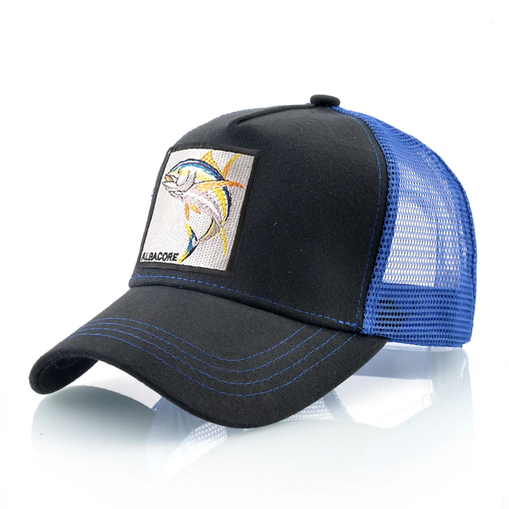 Women's Breathable Mesh Baseball Cap Albacore Patch Hip Hop Trucker Snapback Bone Cap