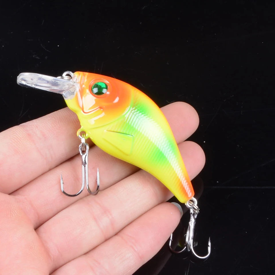 1 pièces 7.5 cm 10.2g dur VIB leurres pêche méné appât triple crochets coulant manivelle Wobblers matériel de pêche 3DEyes