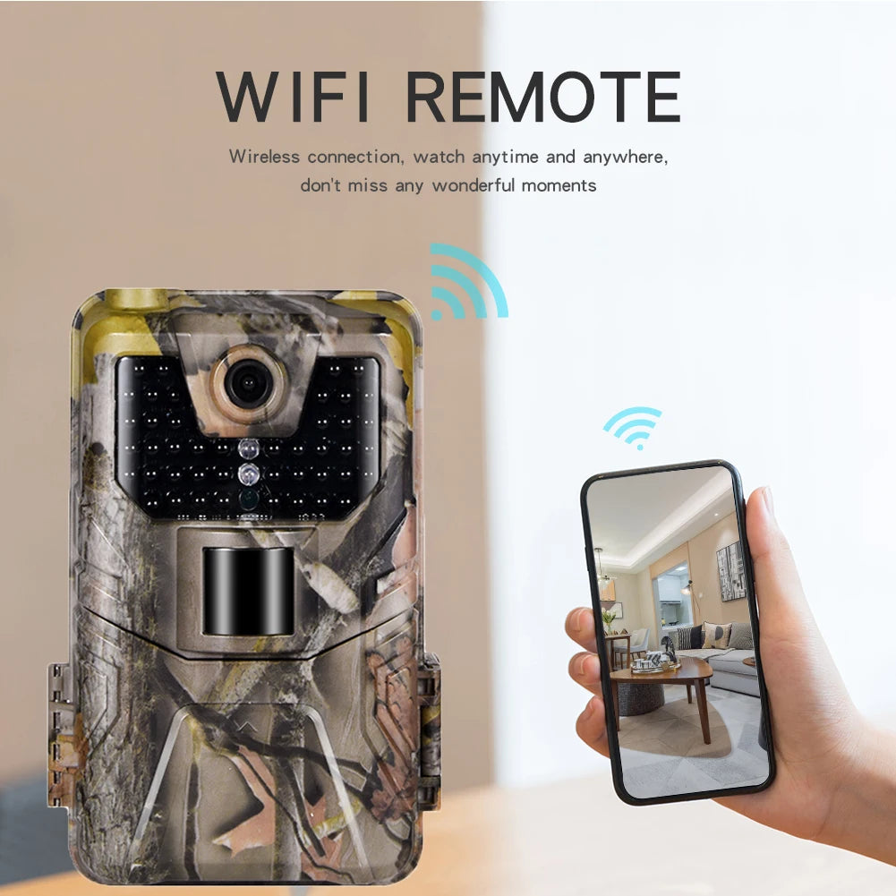 Caméra de suivi des sentiers en direct WIFI 4K 30MP APP contrôle Bluetooth caméras de chasse Vision nocturne WIFI900PRO Surveillance de la faune