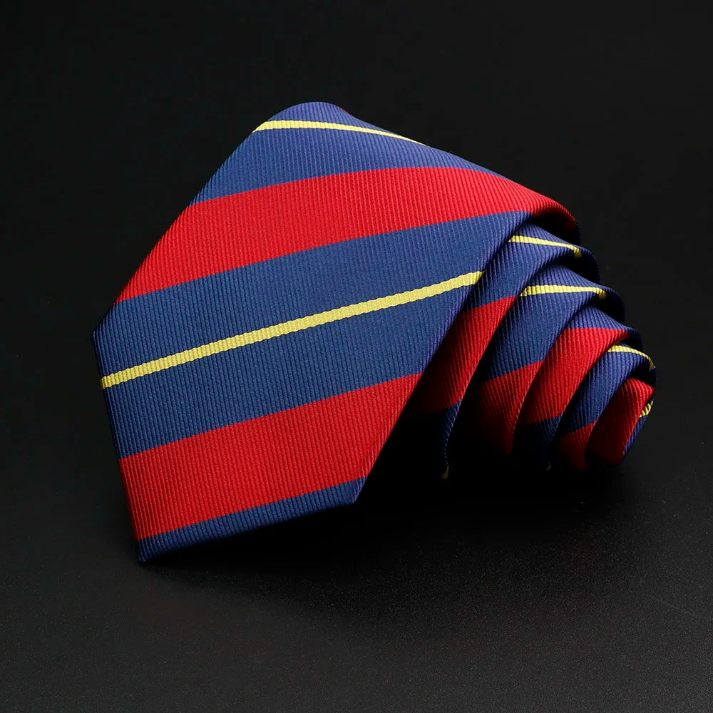 Nouvelle cravate pour hommes classique rayure 7 cm Jacquard rouge bleu vert cravate usage quotidien cravate robe de soirée de mariage accessoires cadeau pour homme